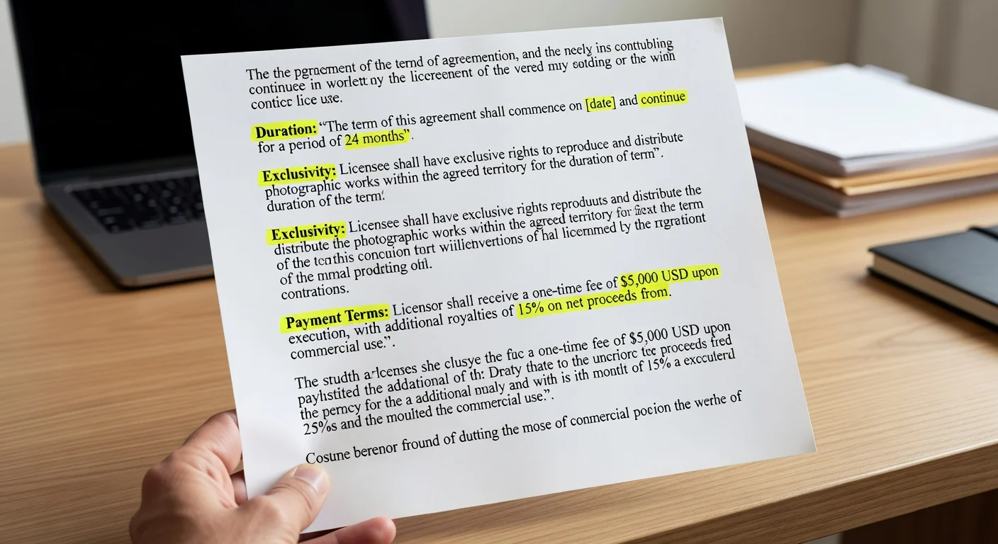 Highlighted essential contract clauses