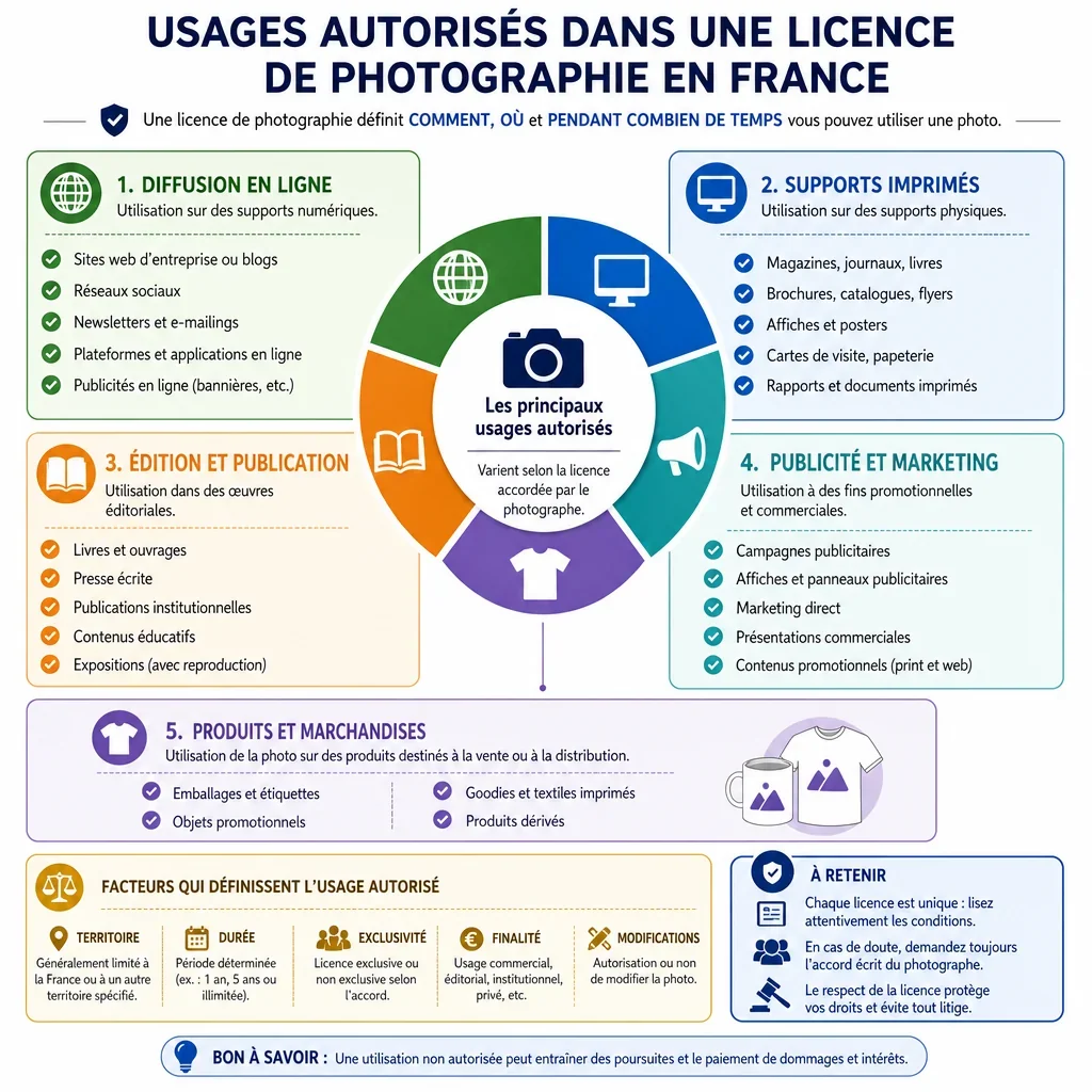 Usages autorisés dans une licence de photographie