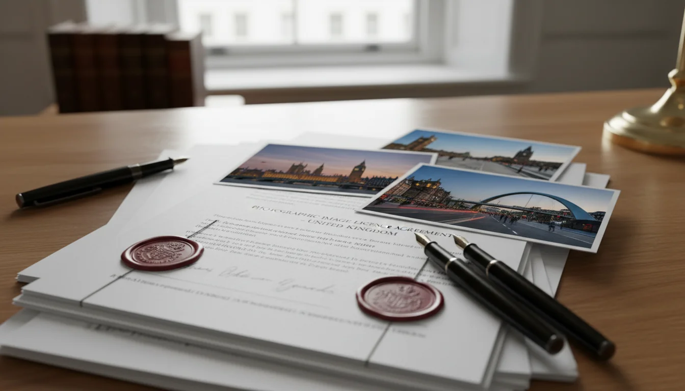 Stack of UK photo licensing legal papers