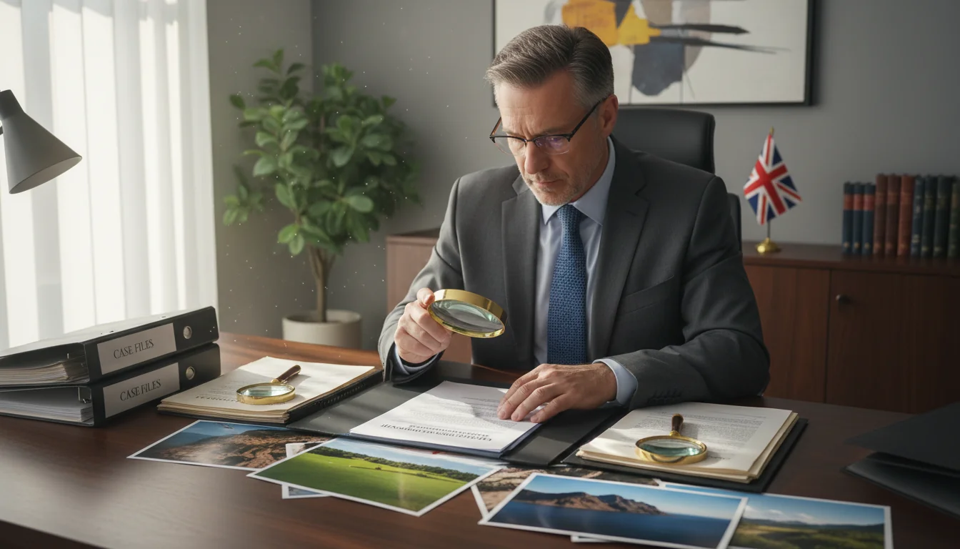 UK lawyer reviewing photo license agreement