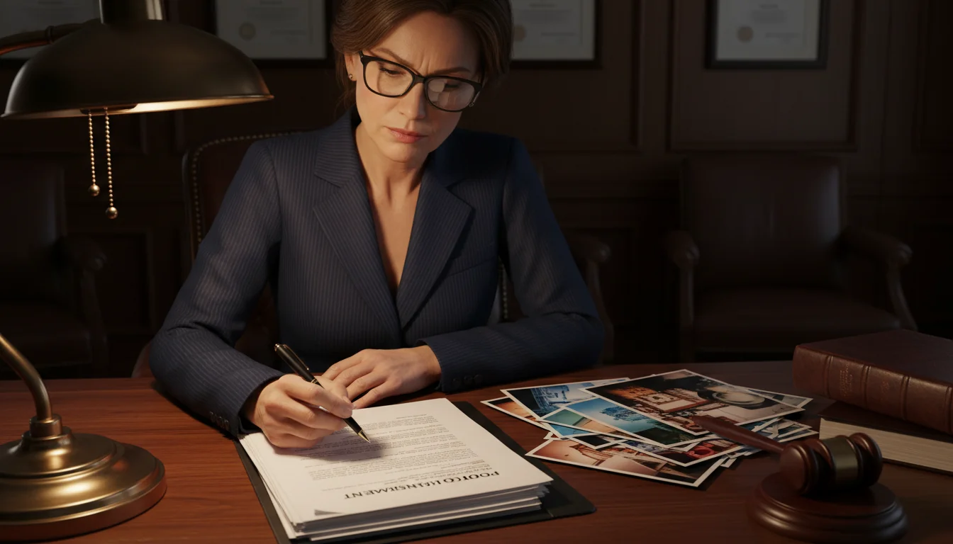 Adult lawyer reviewing photo contract