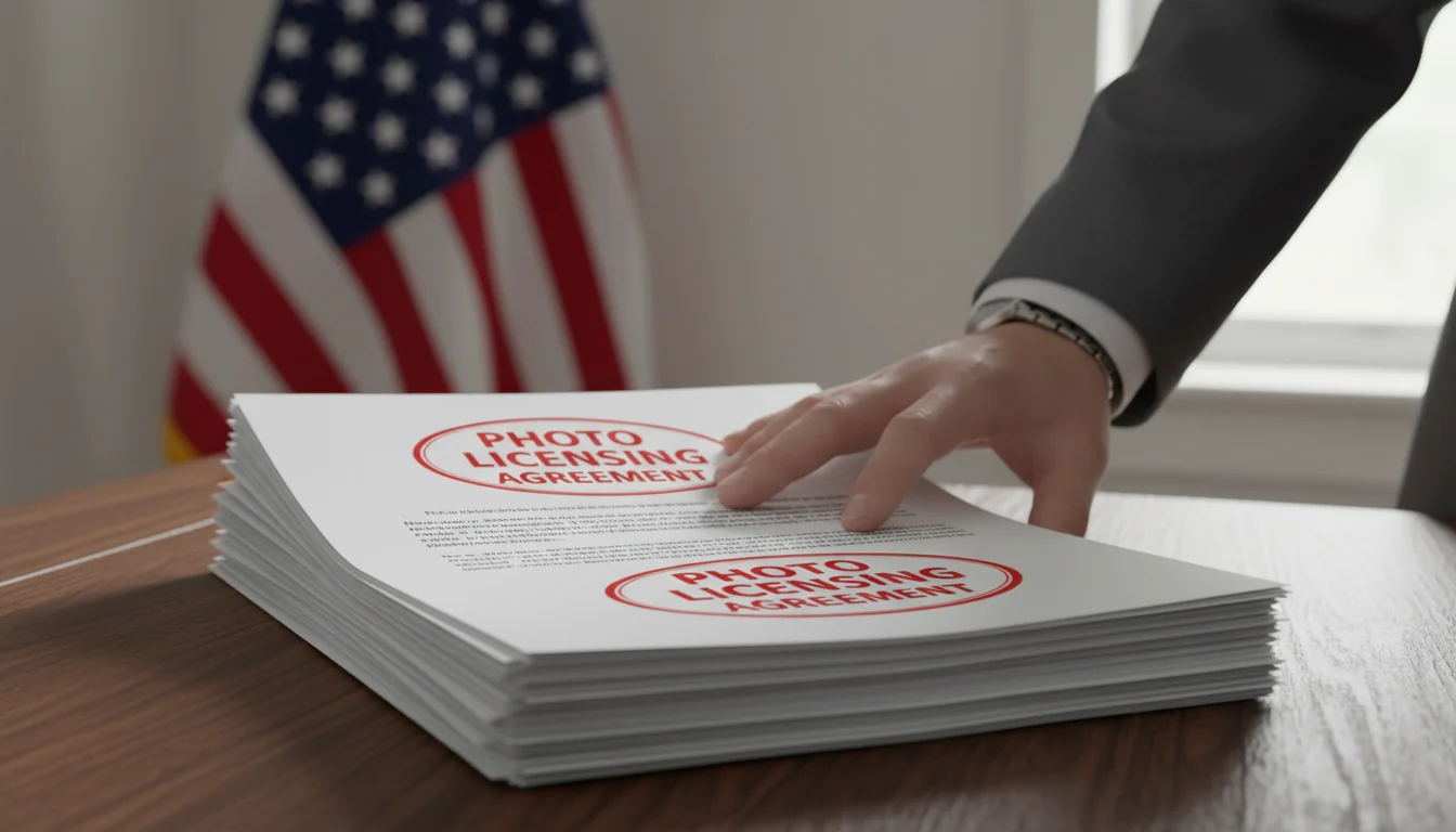Stack of US photo licensing documents