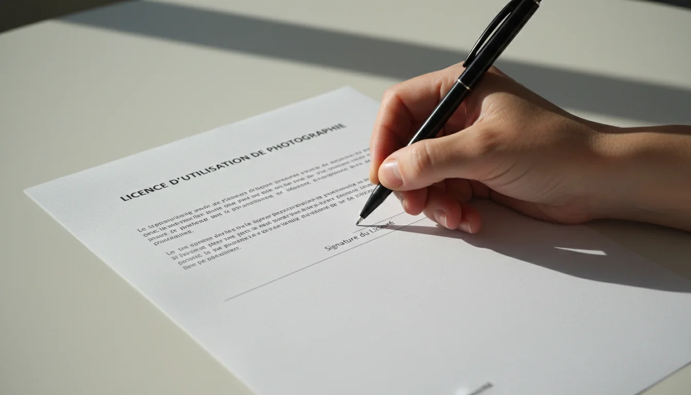Signature on photography usage license form