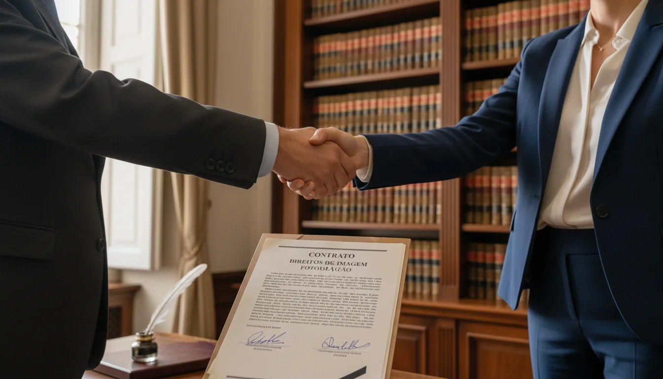 Signing image rights agreement document