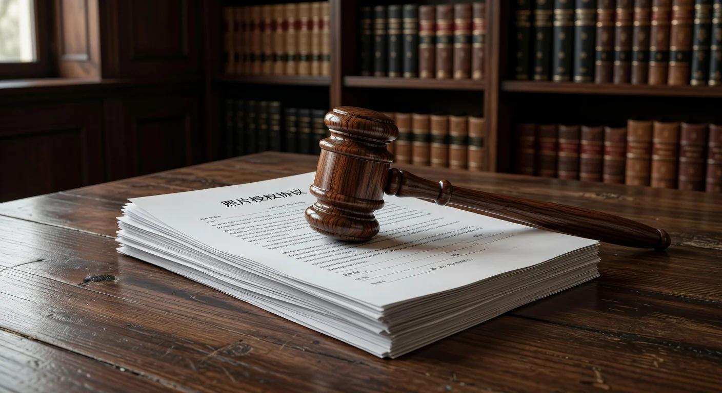 Chinese court gavel and legal papers