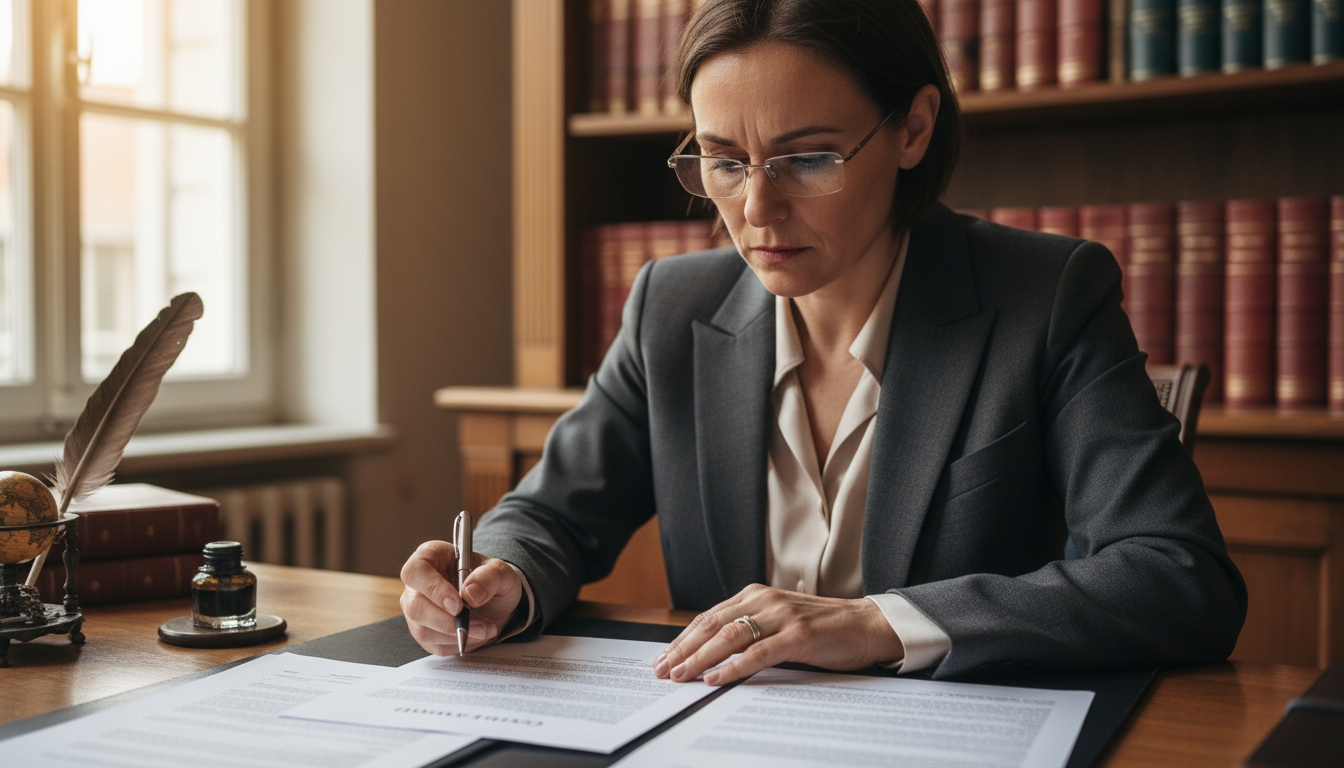 French lawyer reviewing software contract