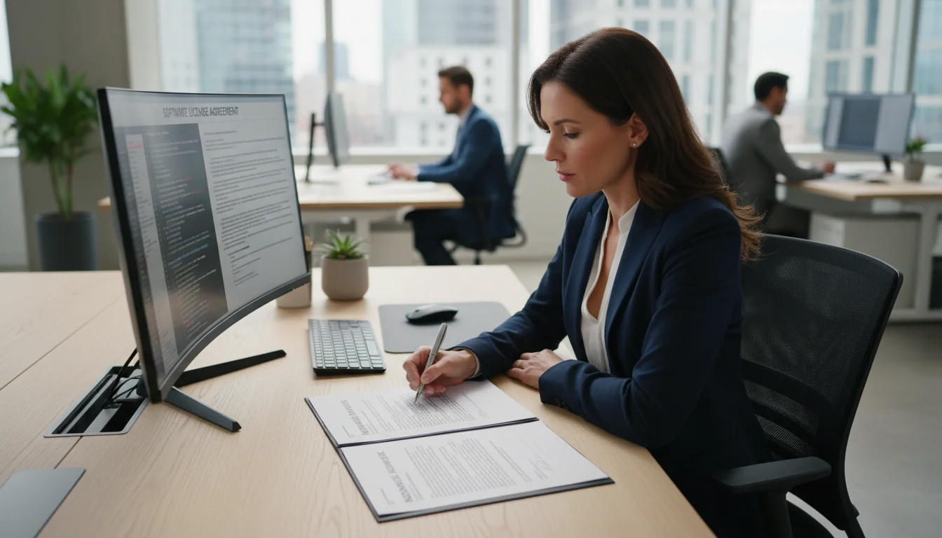 Person signing software license agreement