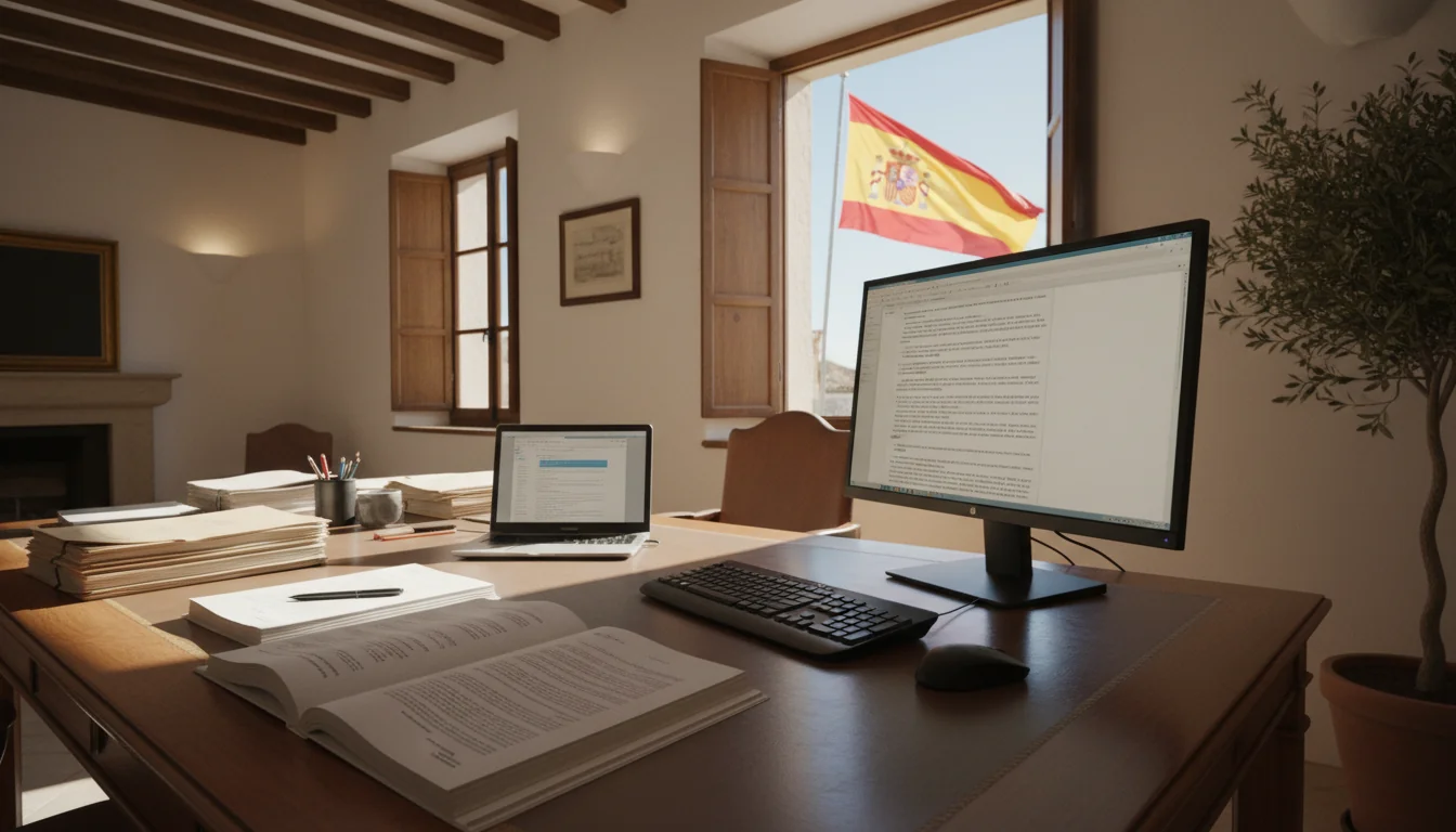 Spanish flag with software license icons
