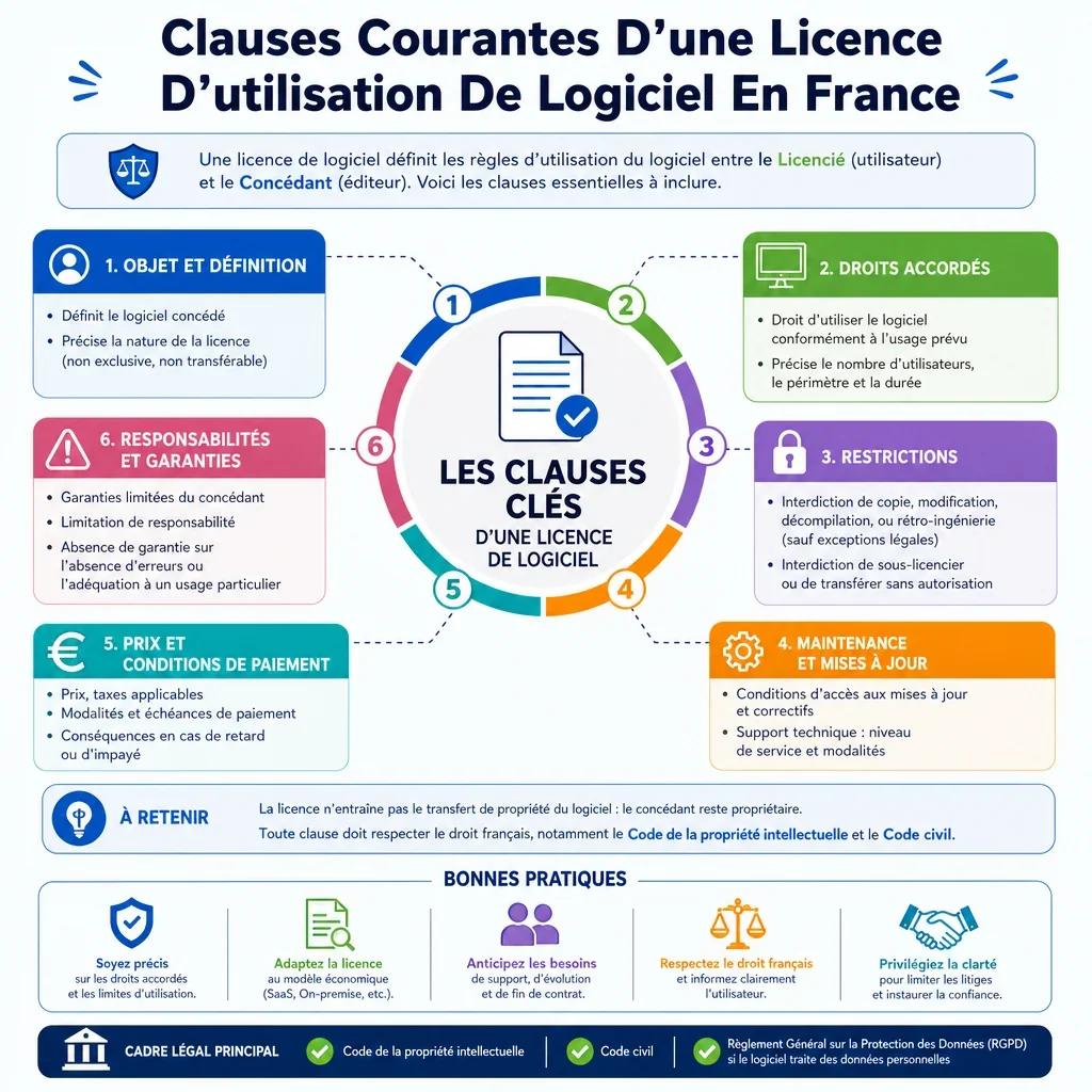 Clauses courantes d’une licence d’utilisation de logiciel