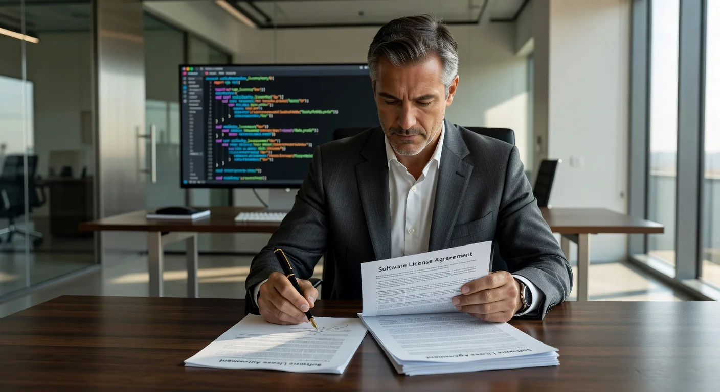 Adult signing software license contract