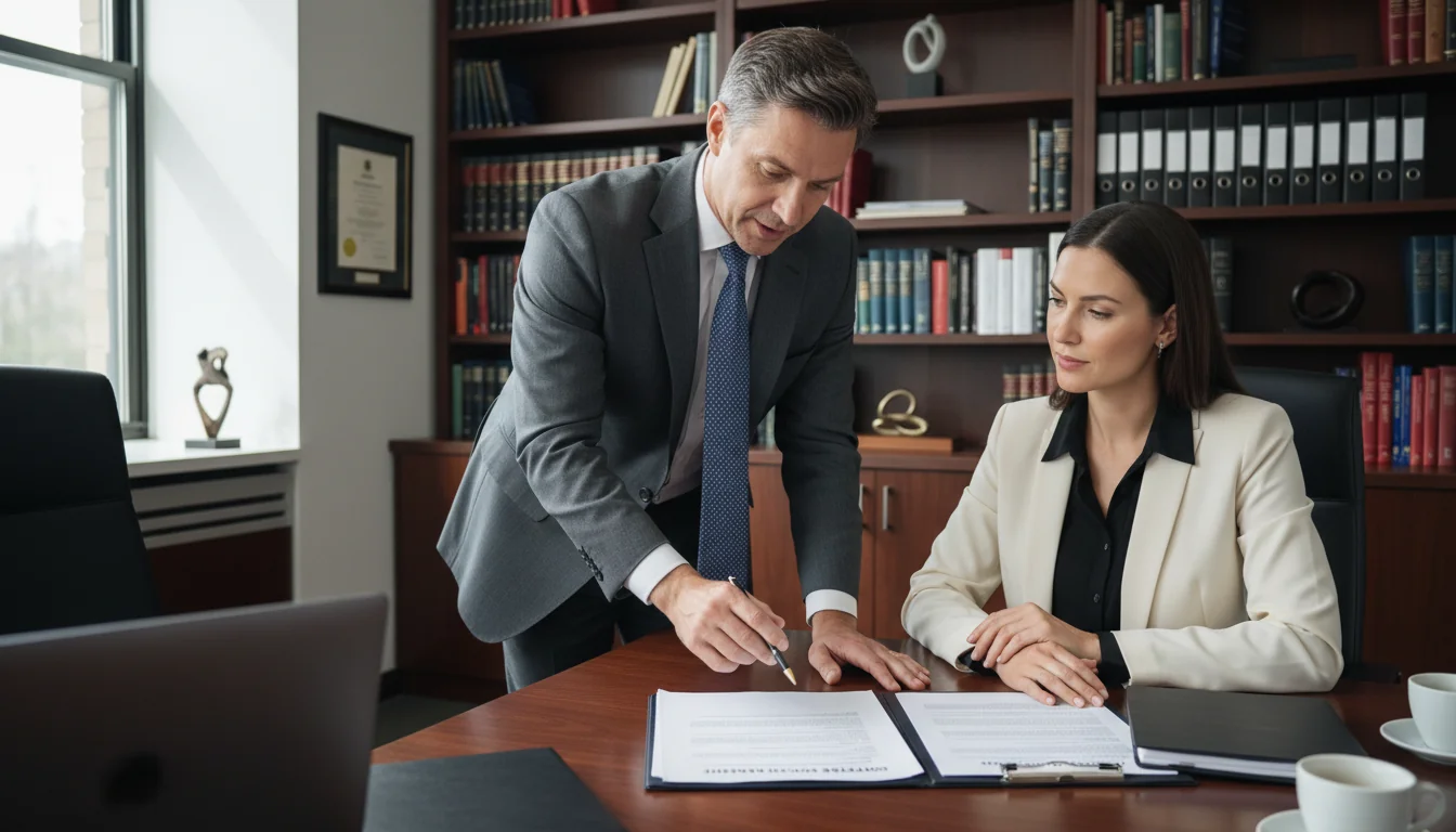 Adult lawyer explaining license terms