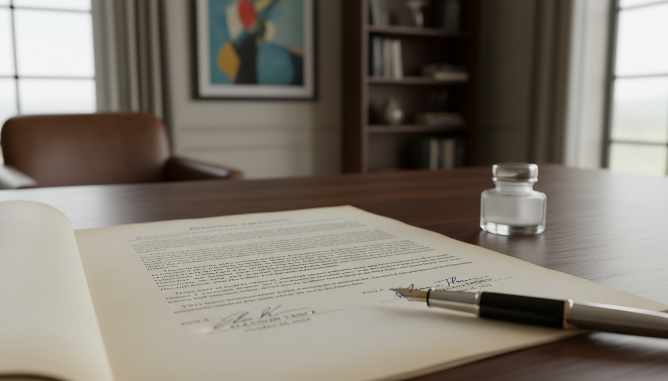 Prenuptial agreement document close-up