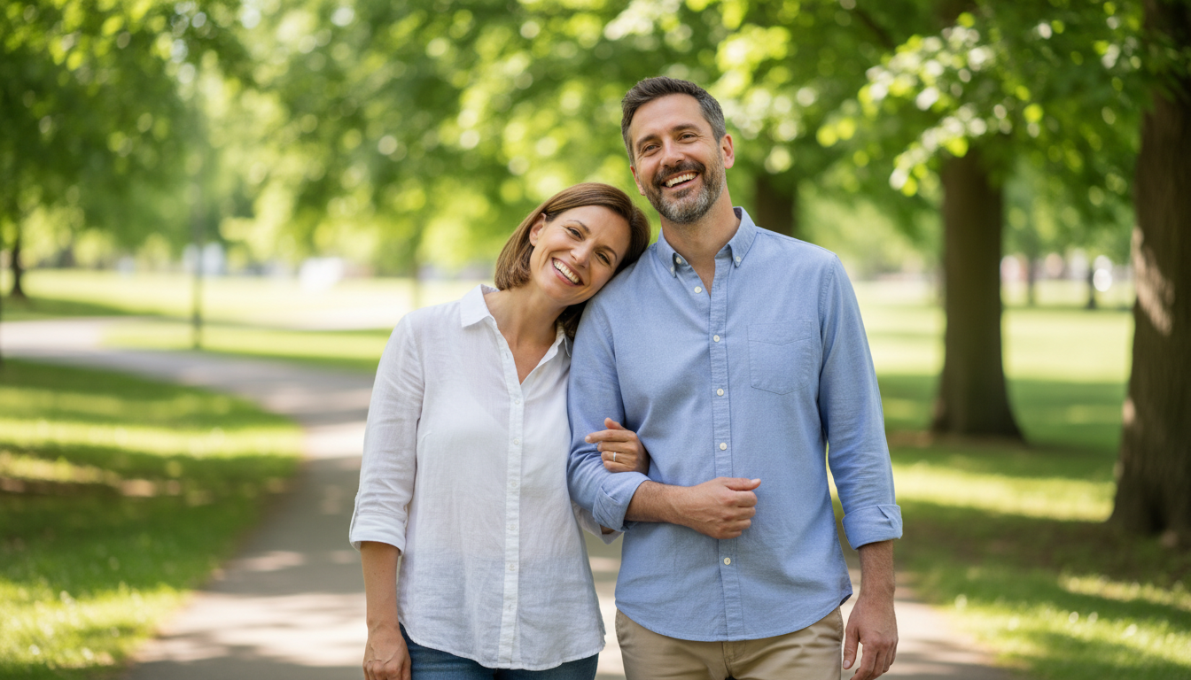 Happy couple after prenup discussion