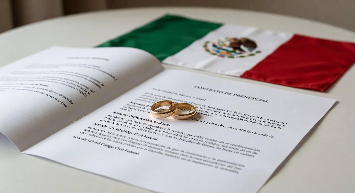 Mexican flag with wedding rings