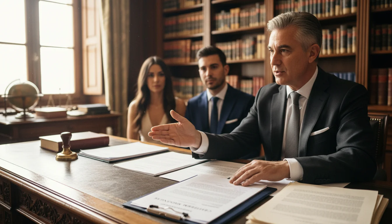 Notary explaining marriage capitulations