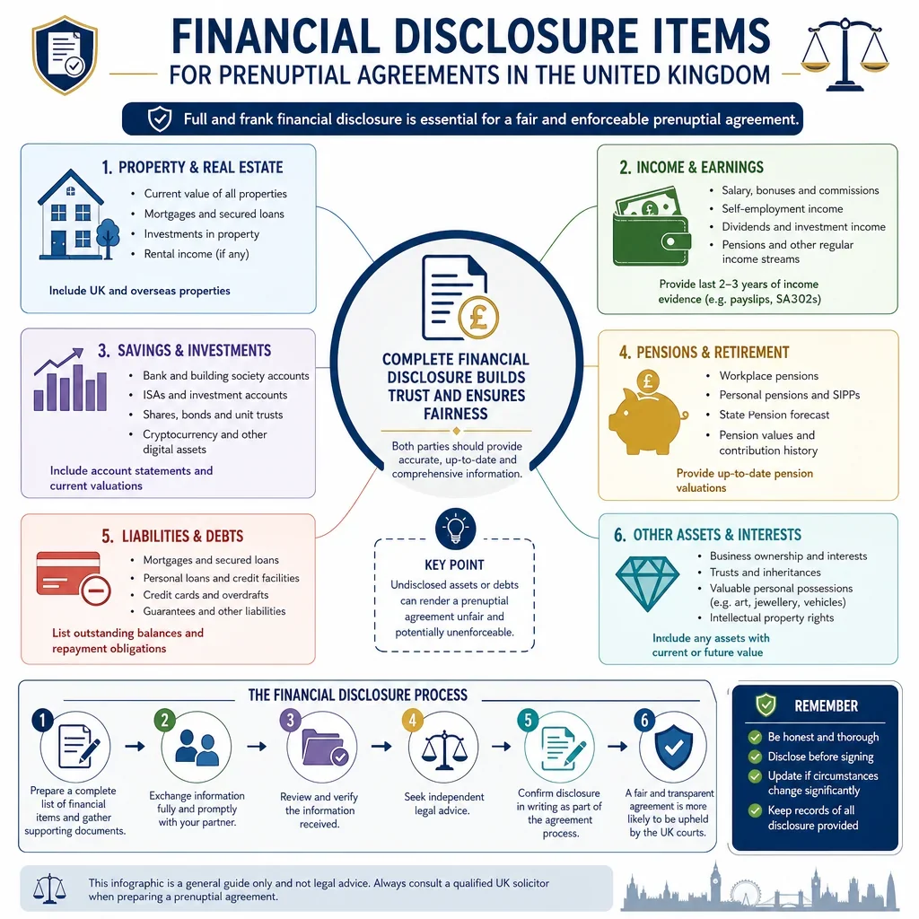 Financial Disclosure Items for Prenuptial Agreements