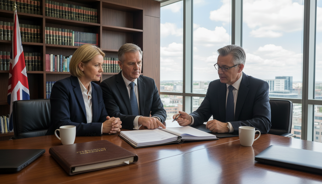 Couple consulting lawyer on prenup