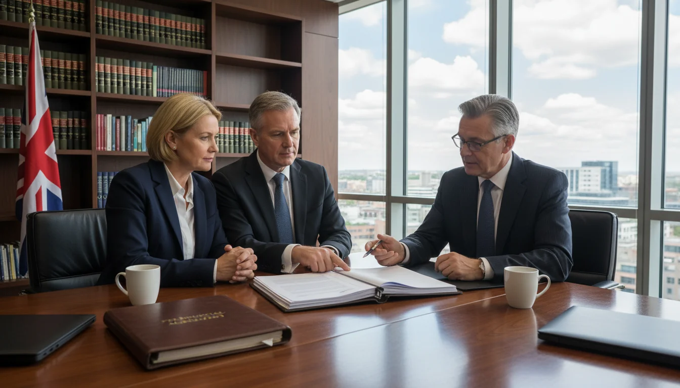 Couple consulting lawyer on prenup