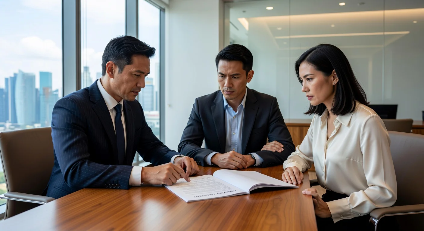 Couple reviewing prenup contract