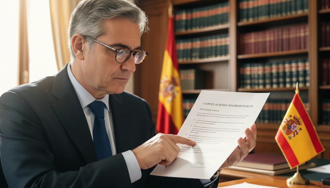 Notary reviewing capitulaciones document