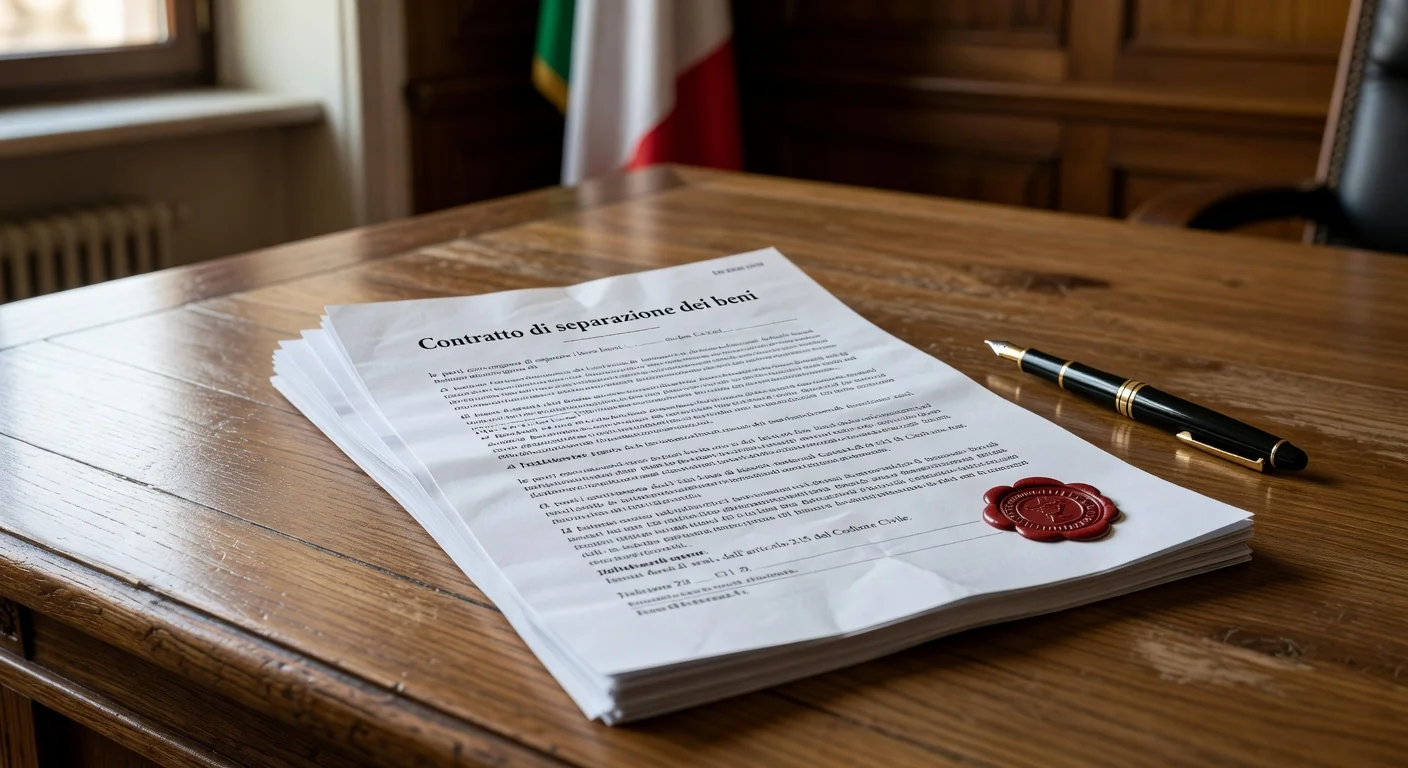 Legal documents on Italian desk