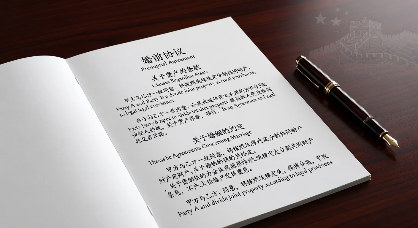 Prenuptial agreement document close-up