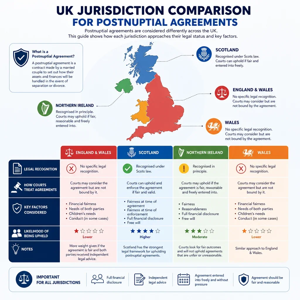 UK jurisdiction comparison for postnuptial agreements