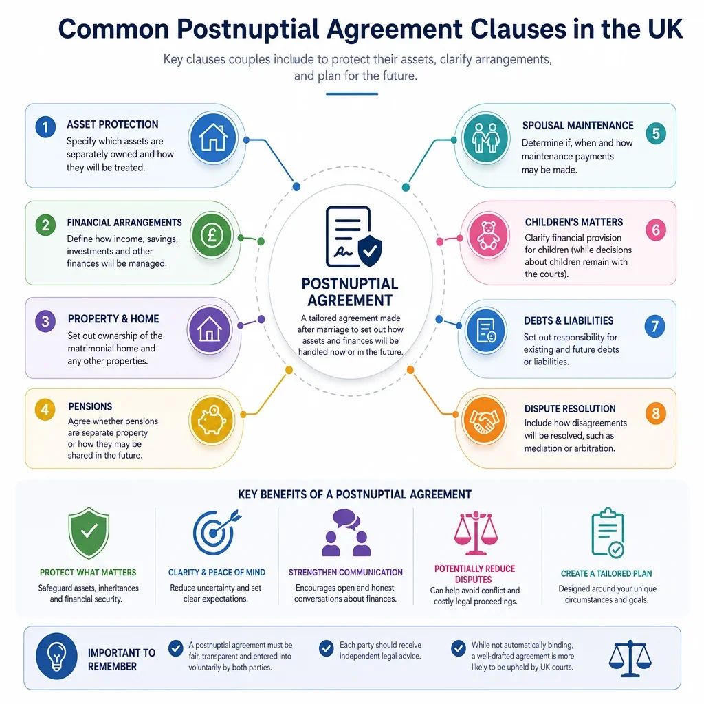 Common postnuptial agreement clauses