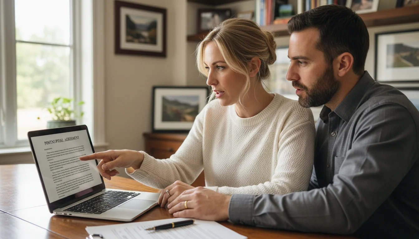 Married pair discussing postnuptial terms