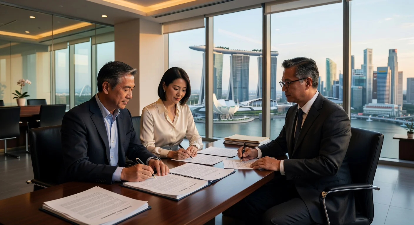 Couple signing post-nuptial agreement