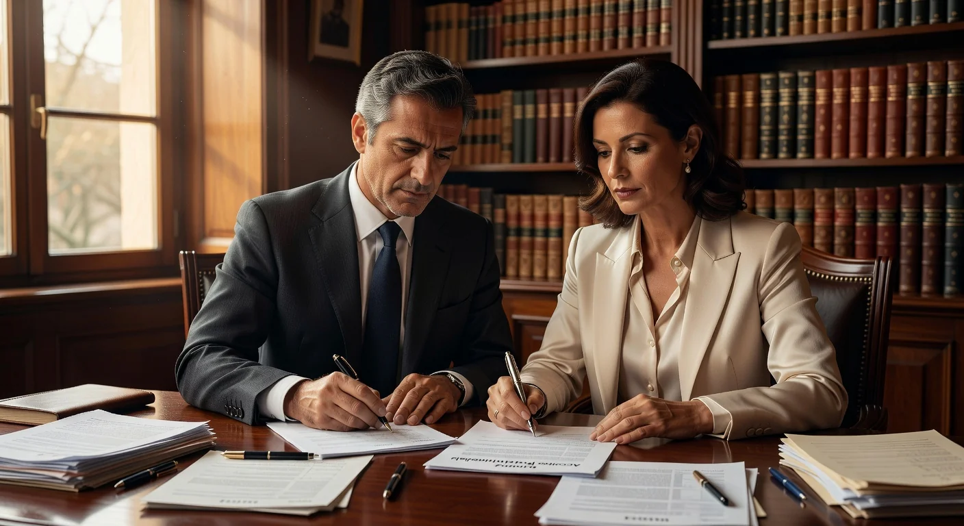 Italian couple signing marriage agreement