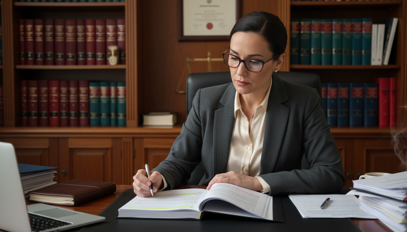 Spanish lawyer reviewing lease clauses