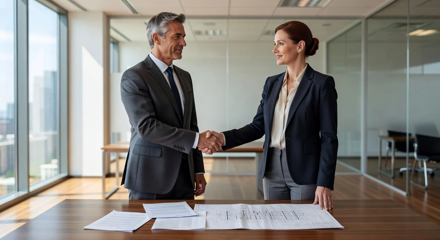 Business handshake sealing lease deal