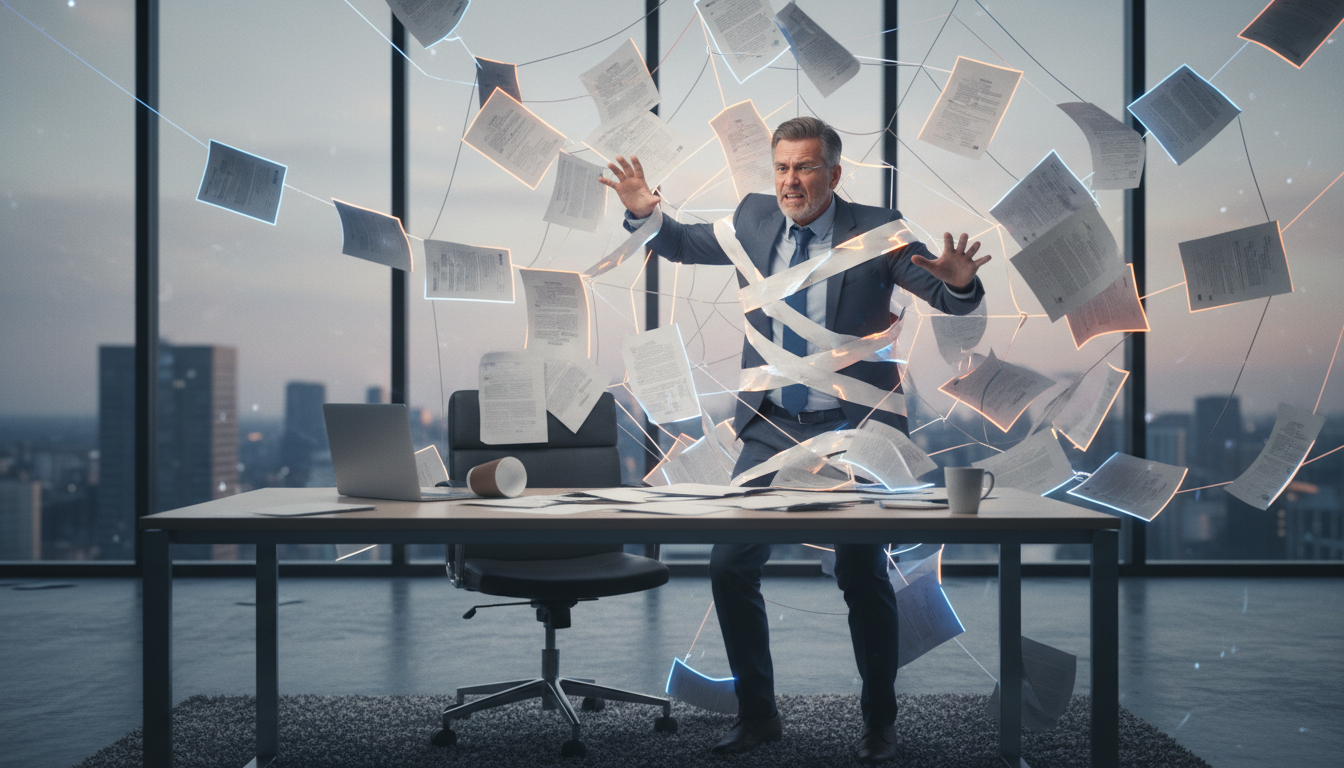 Businessman trapped in contract web