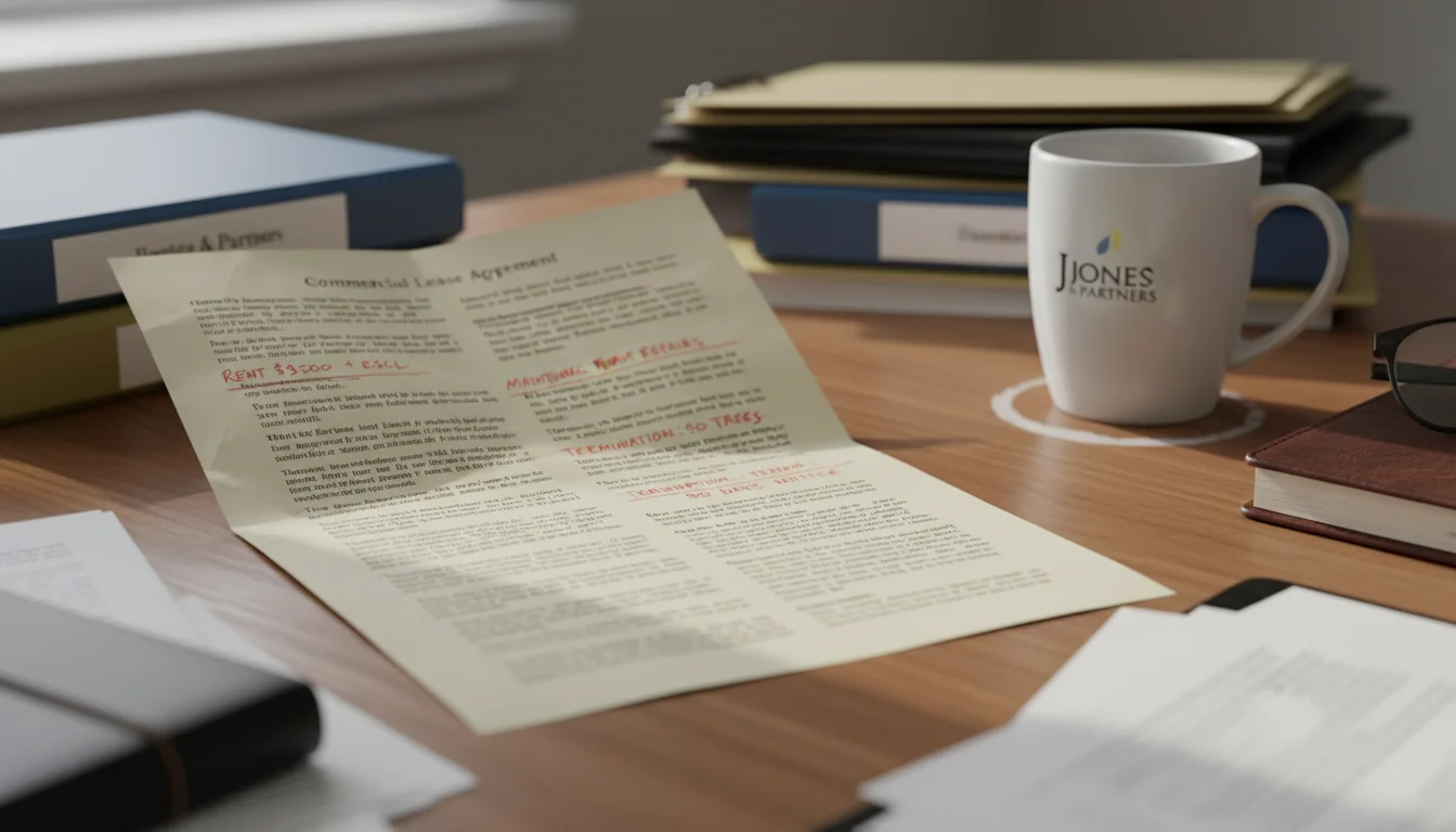 Legal clauses in lease agreement close-up
