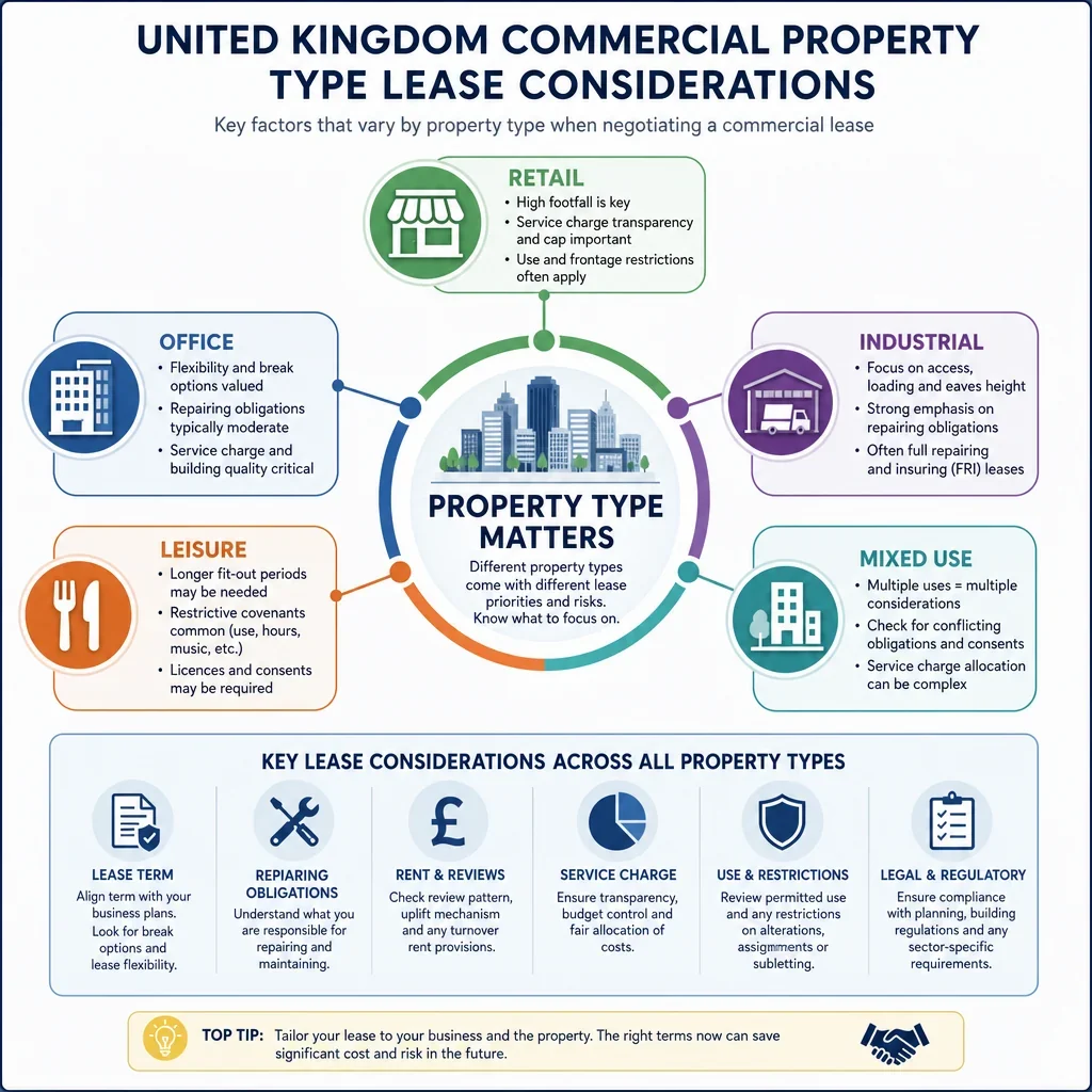 Commercial property type lease considerations