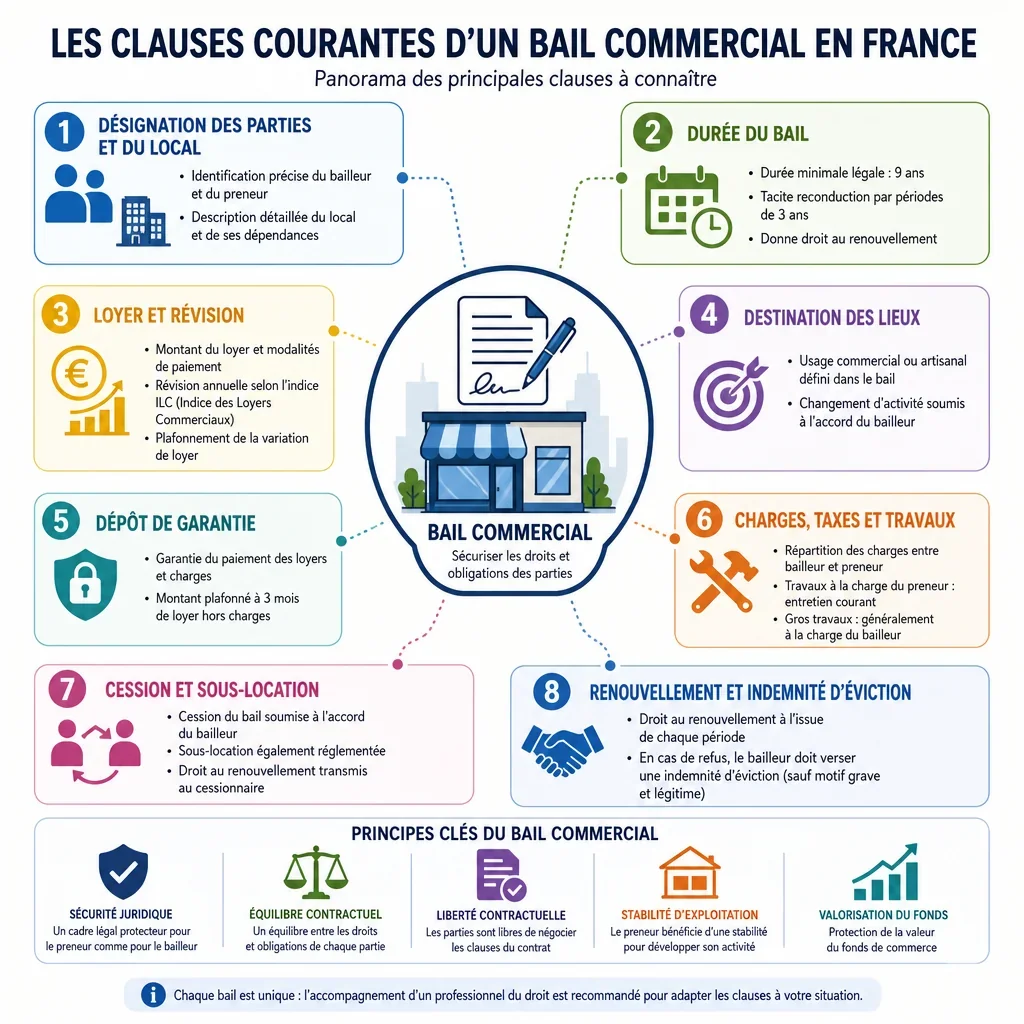 Clauses courantes d'un bail commercial