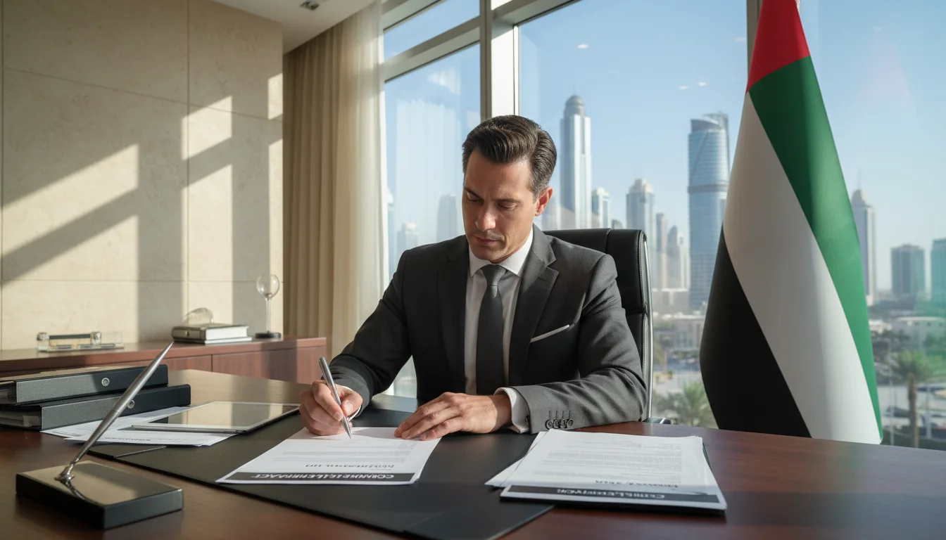 UAE businessman signing lease contract