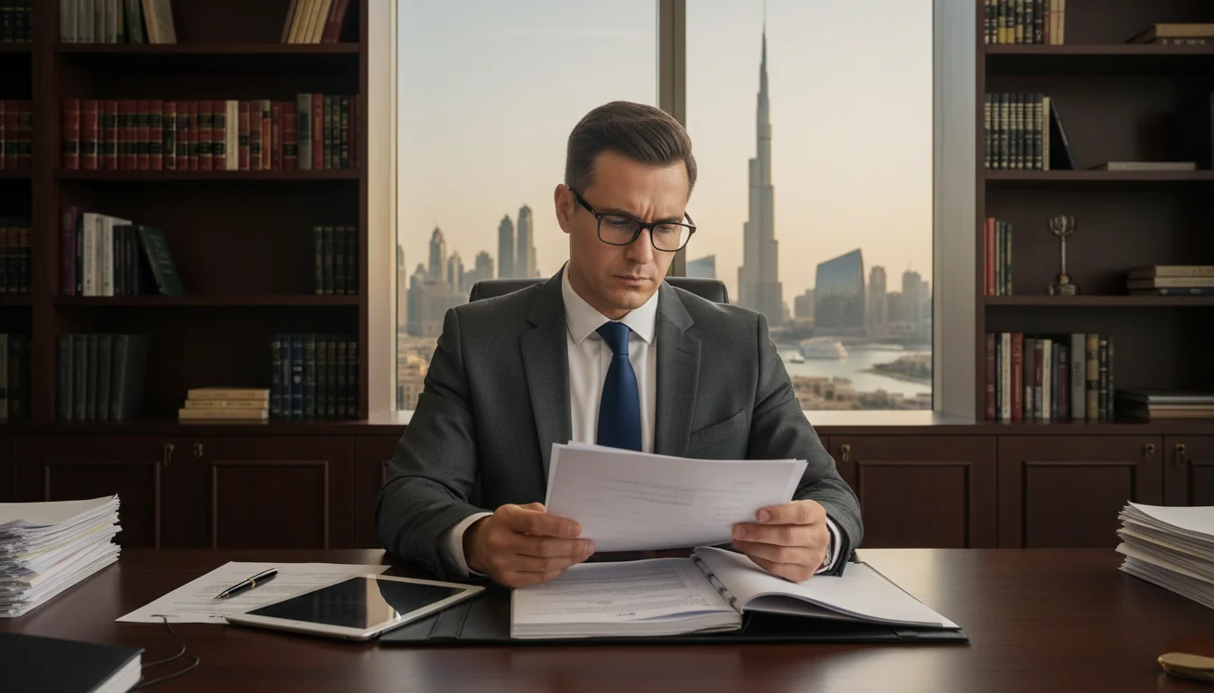 UAE lawyer reviewing rental agreement