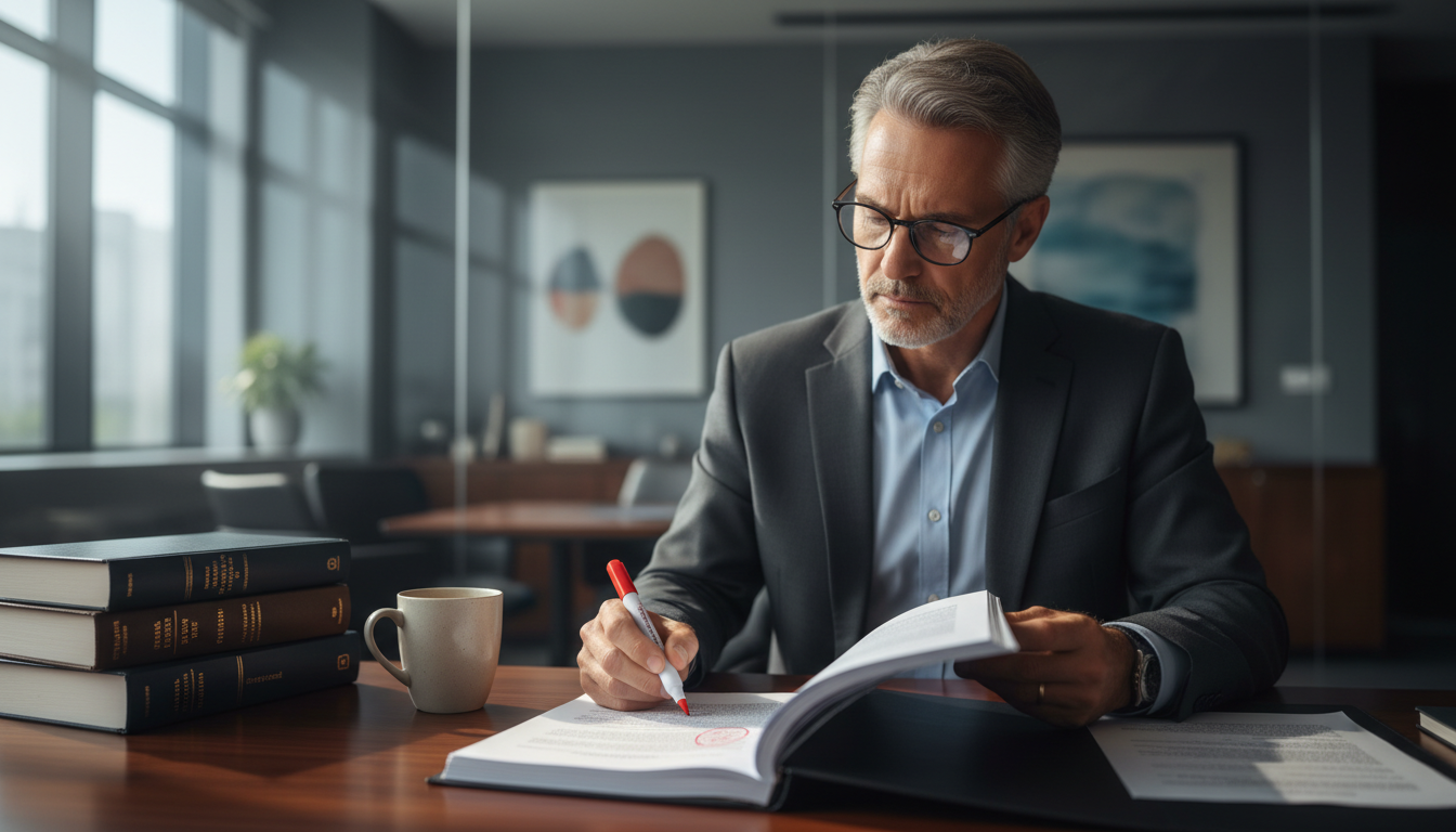 Reviewing lease agreement clauses.