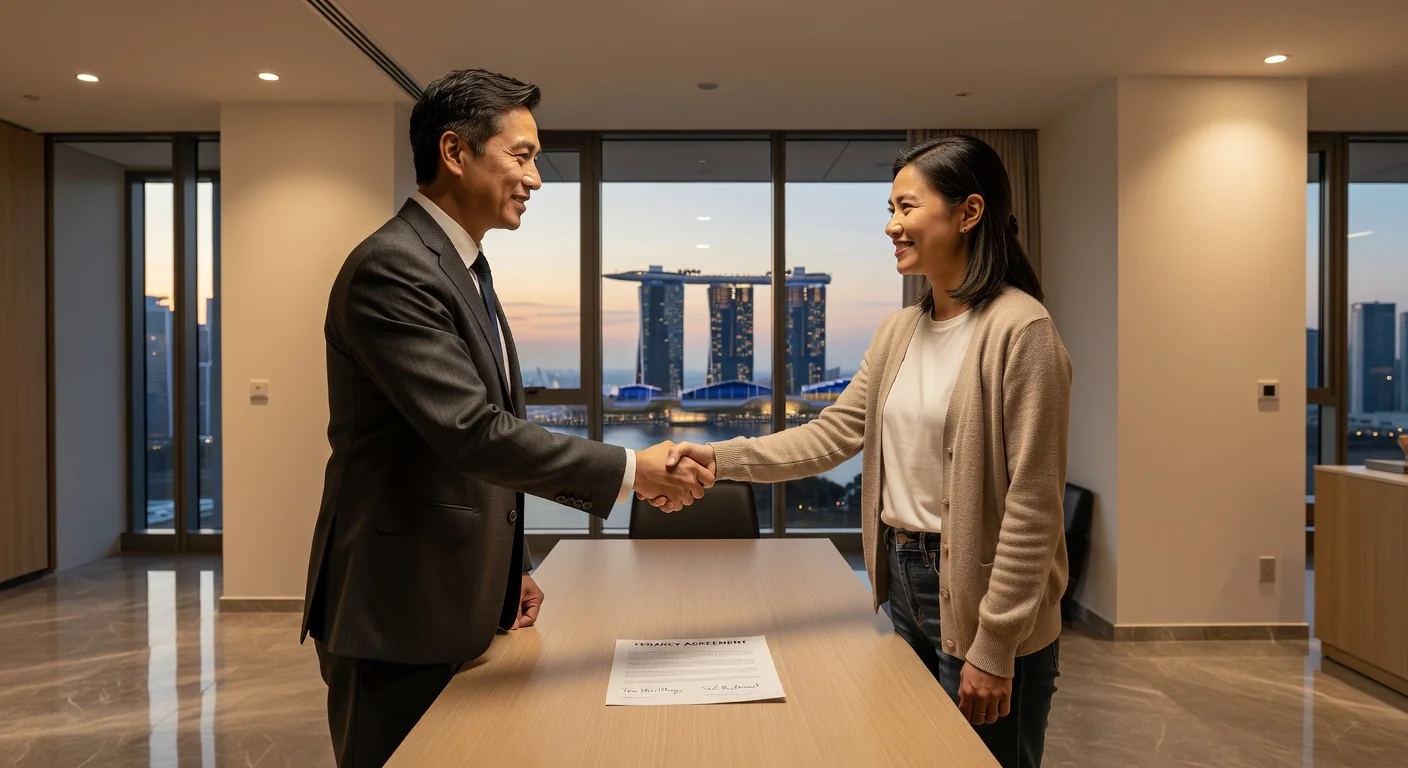 Landlord and tenant shaking hands
