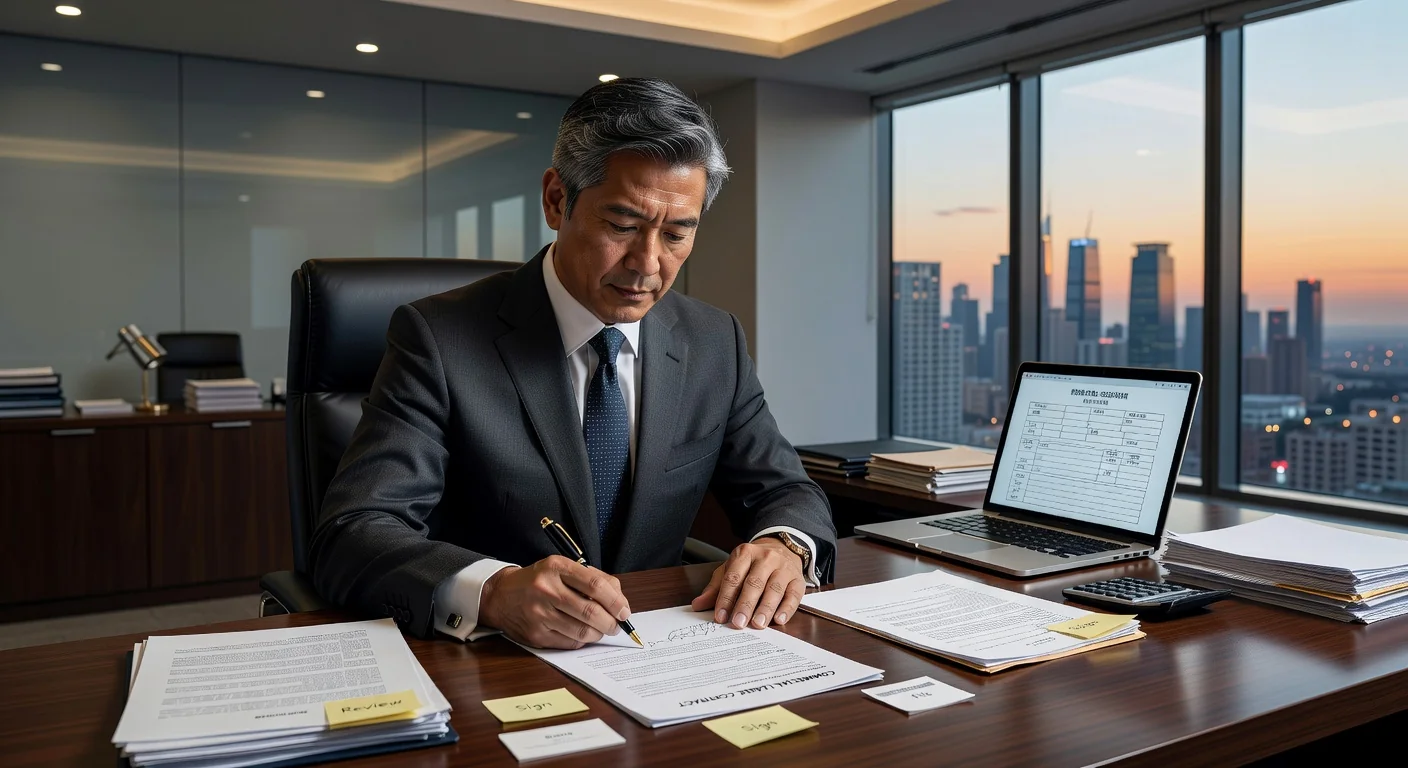 Businessman signing lease contract