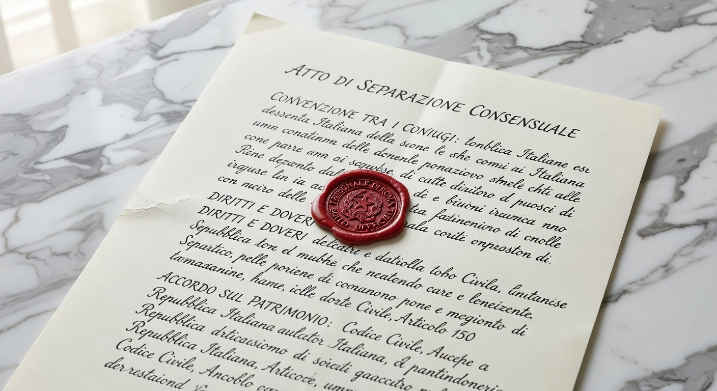 Court seal on Italian divorce document