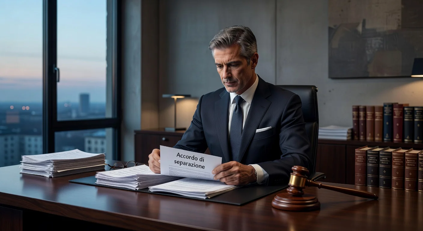 Italian lawyer reviewing separation agreement