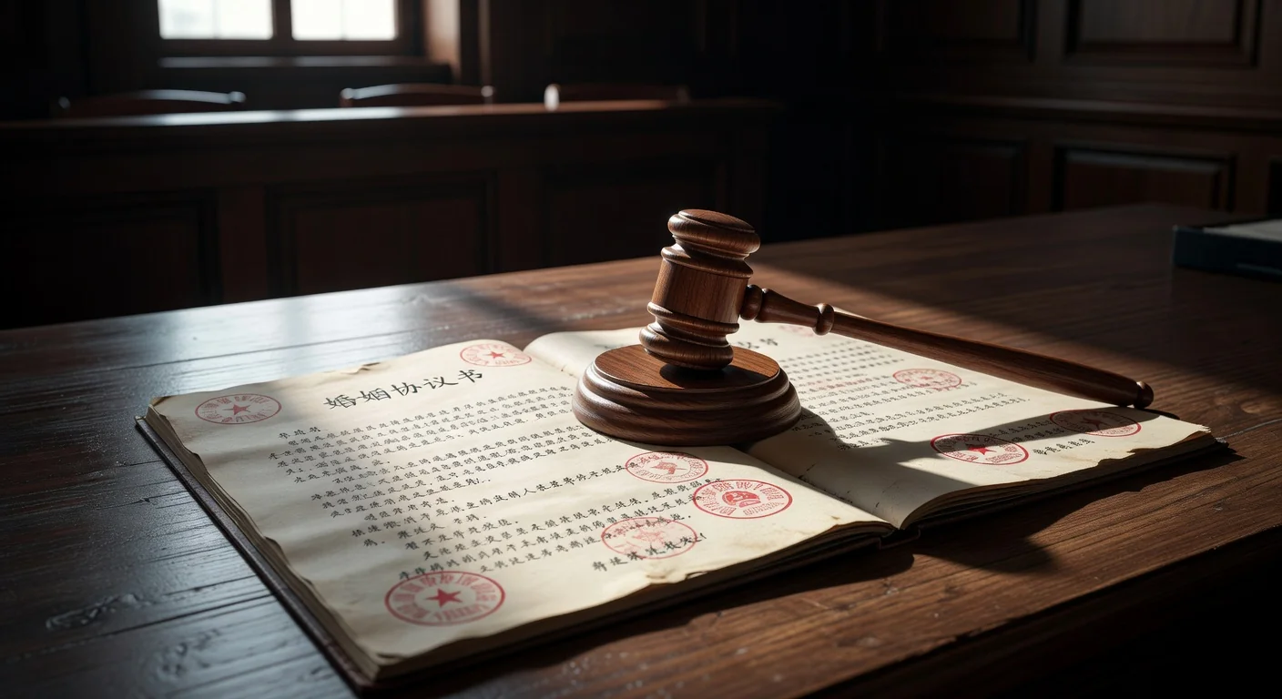 Gavel on Chinese divorce contract