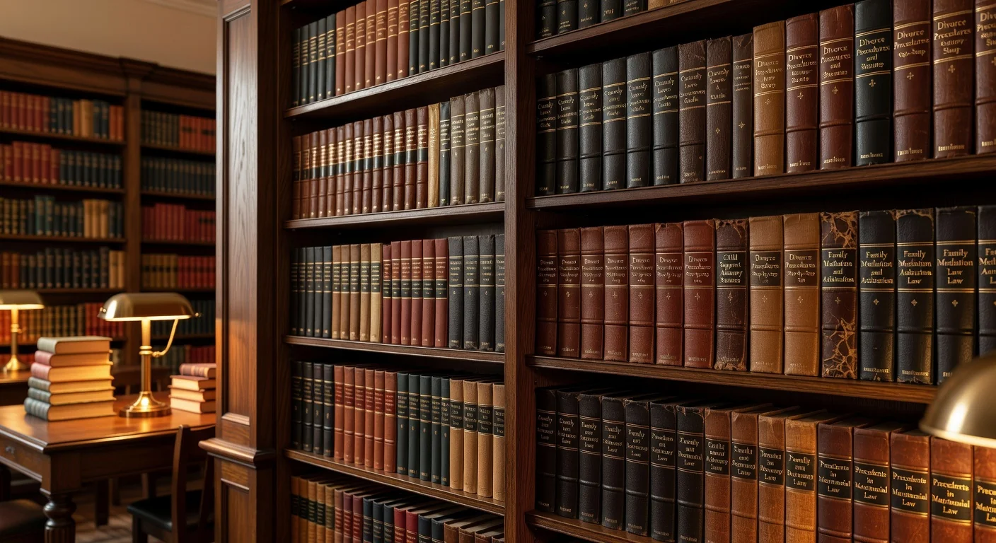 Family law books on bookshelf