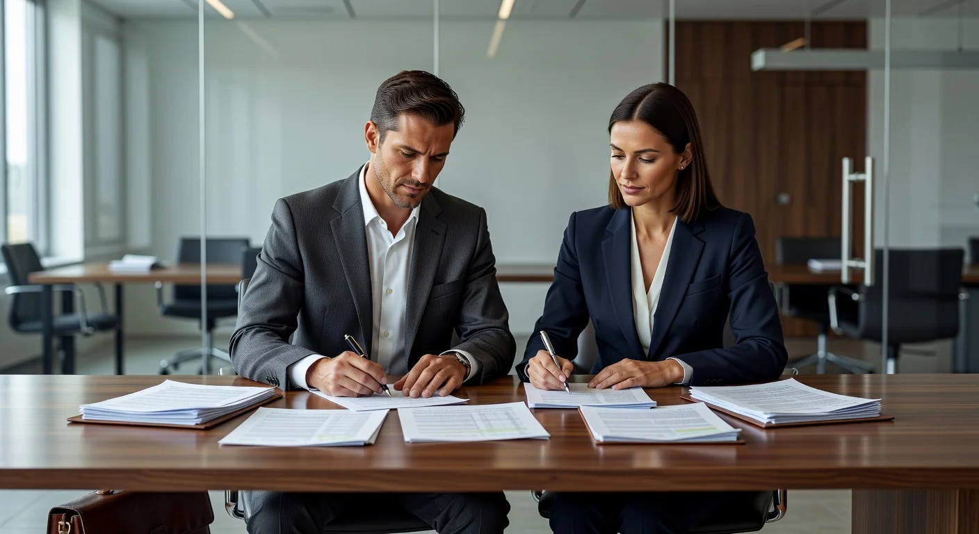 Parents signing custody agreement