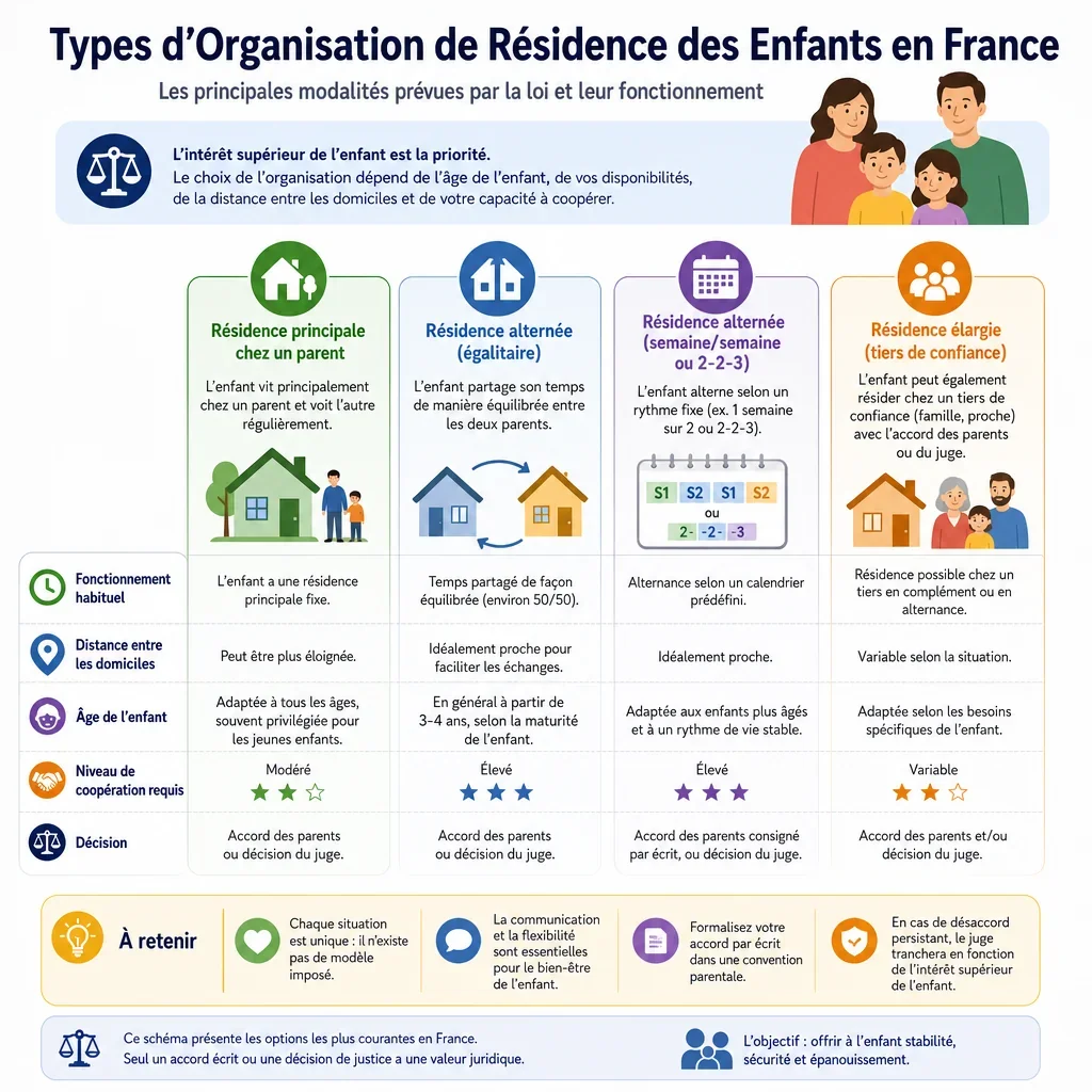 Types d’organisation de résidence des enfants