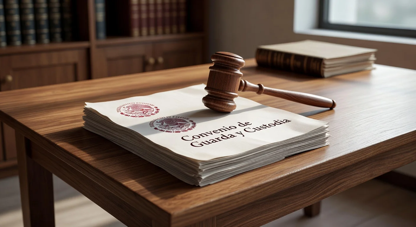 Mexican legal document with gavel