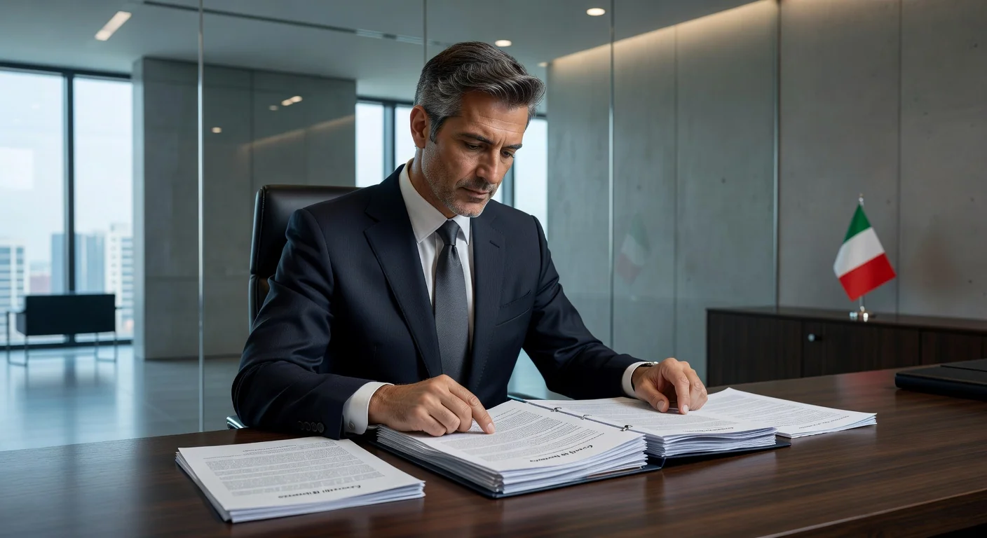 Italian lawyer reviewing divorce papers